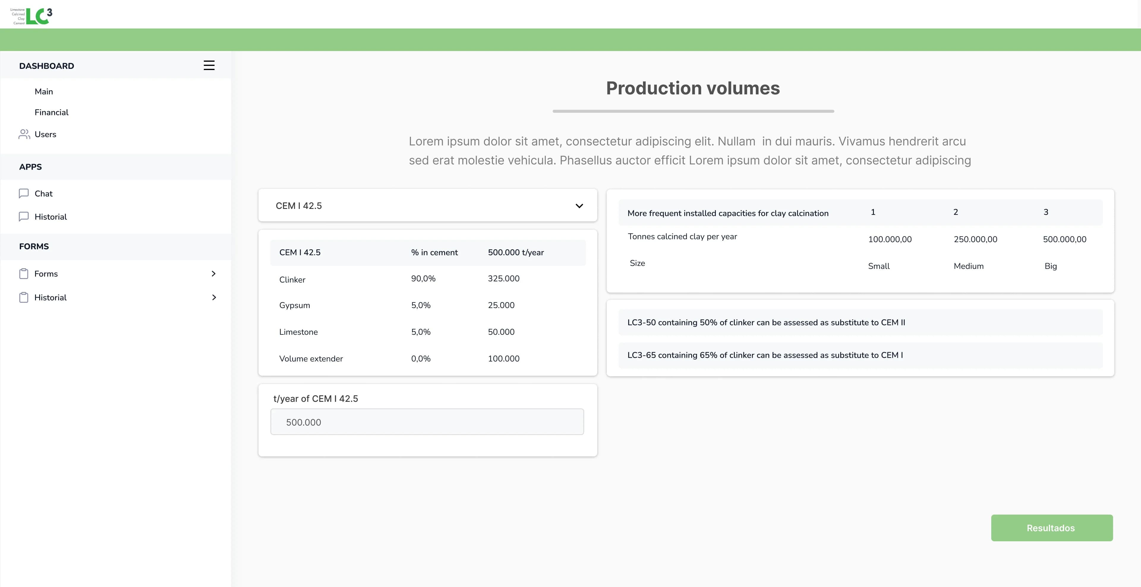 Advanced Visualization - Interactive charts and graphs showing energy consumption patterns, CO2 reduction potential, and cost comparisons between LC3 and traditional cement.